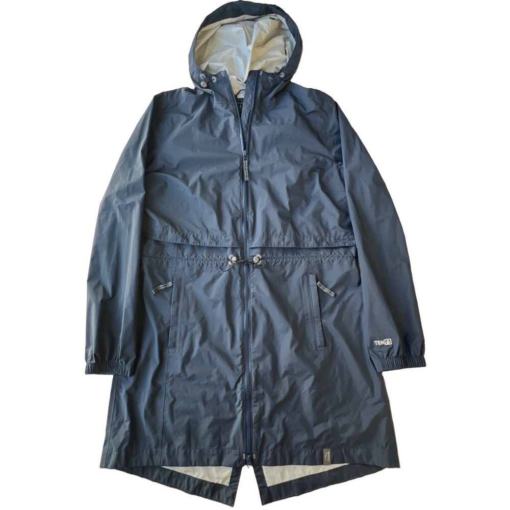 L.L.Bean Meridian Rain Coat Womens L Navy Blue Waterproof TEK 2.5L Double Zip